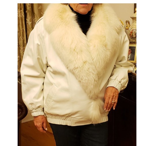 RAJAC LIMITED Canada Women's Winter Leather & Fur Jacket Sz.-14 White - Picture 4 of 8